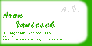 aron vanicsek business card